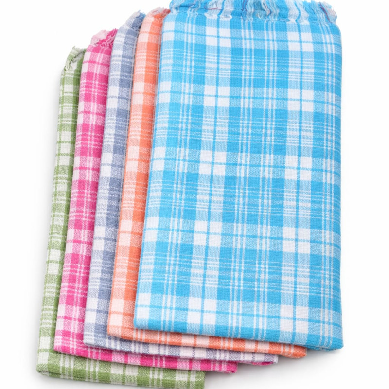 Premium Cotton Multicolour Check Bath Towel – 30x60 Inch